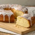 High-protein donut cake with vanilla glaze