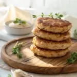 Homemade chicken breakfast sausage patties on a plate.
